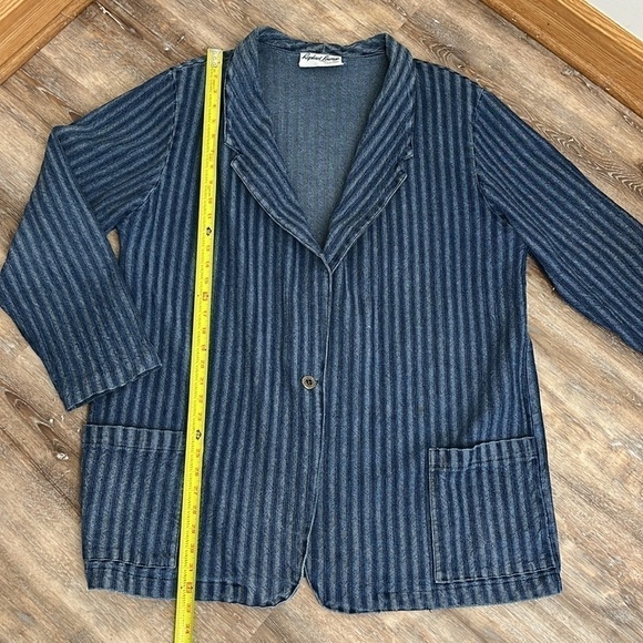 VTG Raphael Lorenzo Womens Blazer Boxy Jacket Denim Pinstriped Size 3X 90s Y2K - Picture 12 of 15